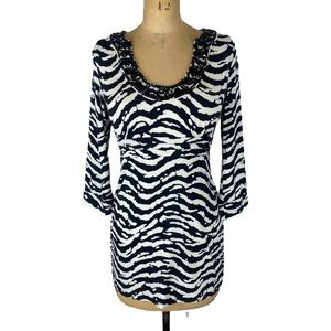 5/$25 INC International Concepts Zebra Jewel Embellished Jersey Tunic Size S
